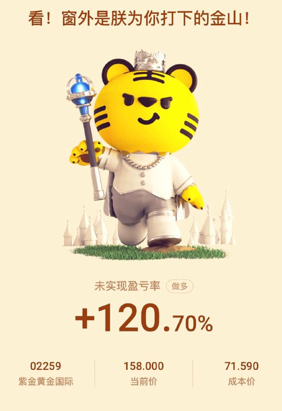 表扬一下 紫金黄金，随着黄金突破4000，他的股价也是一冲不回头